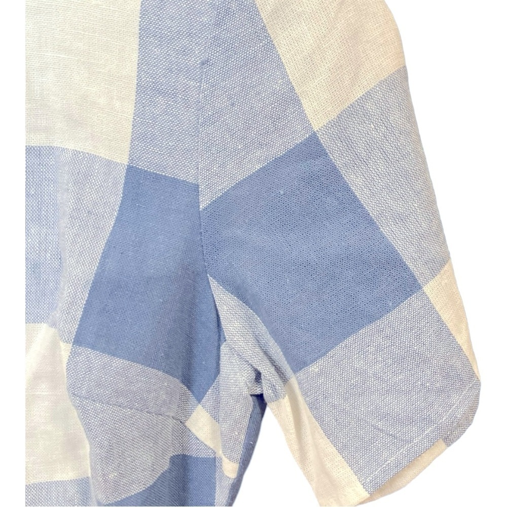 Lucca Linen Blend Blue Checked Mini Dress XS - Picture 4 of 10